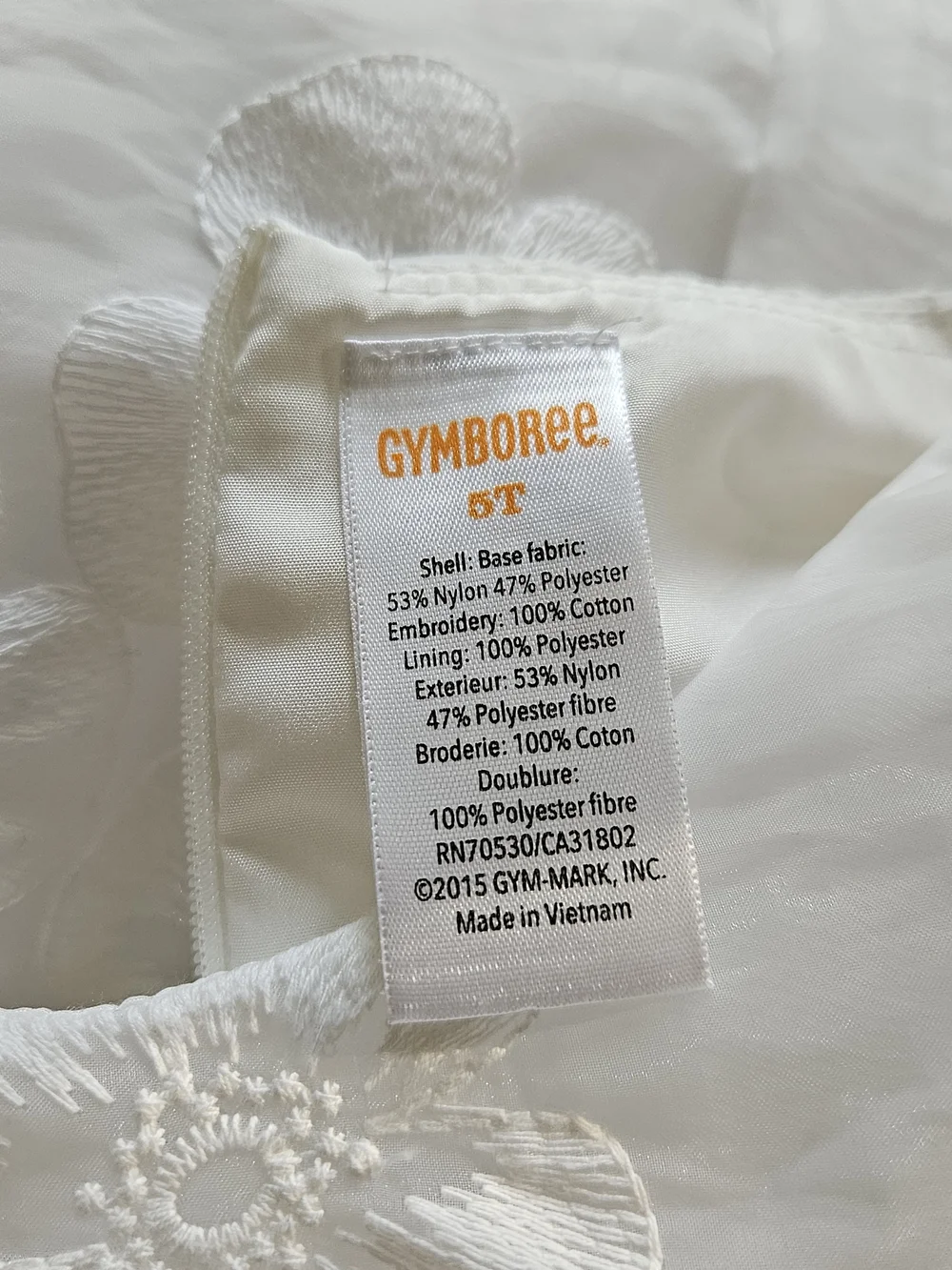 Gymboree White Floral Embroidered Dress with Lime Green Ribbon And Bow - 5T